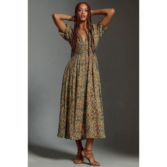 Anthropologie The Katerina Lurex Button-Front Maxi Dress - Picture 1 of 8